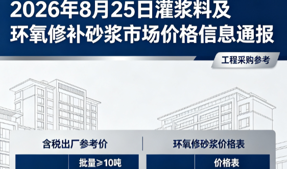 蛟河2026年8月25日灌浆料及环氧修补砂浆市场价格信息通报